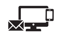 Cross Media Marketing Graphic of an Envelope, Monitor, and Phone
